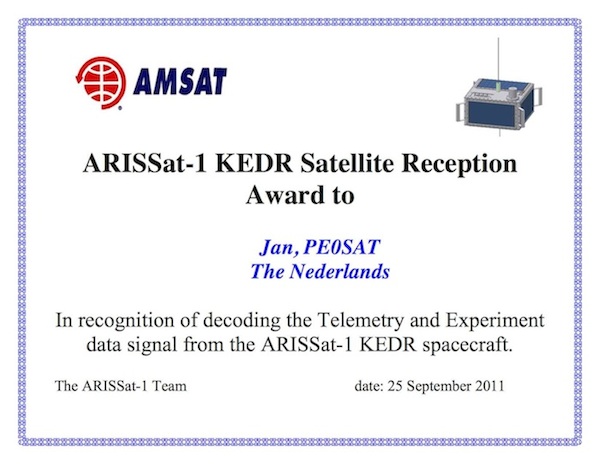 ARISSat-1 KEDR Award Decoding Telemetry